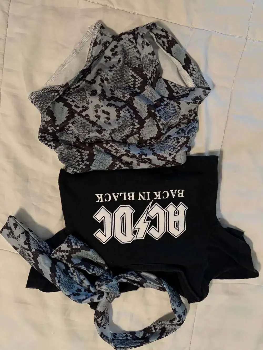 AC/DC Back in Black Baby Bodysuit and Snake Print Bottoms Outfit Set